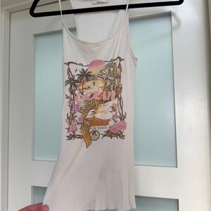 Spell White and Black Ribbed Top